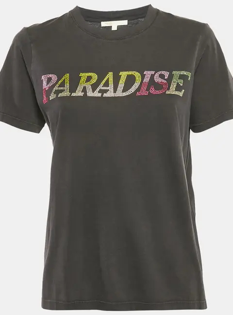 Maje Grey Paradise Embellished Jersey T-Shirt S