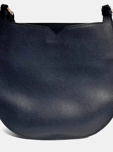 Valextra Navy Blue Leather Weekend Hobo Bag