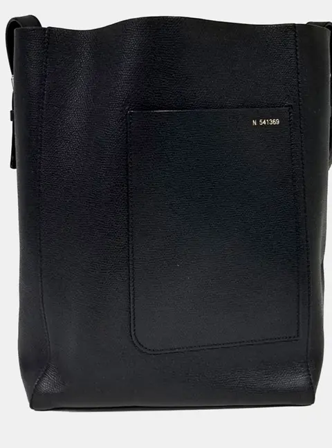 Valextra Black Leather Sequiello Medium Bucket Bag