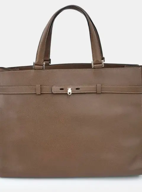Valextra Brown Leather B-Cube Tote Bag