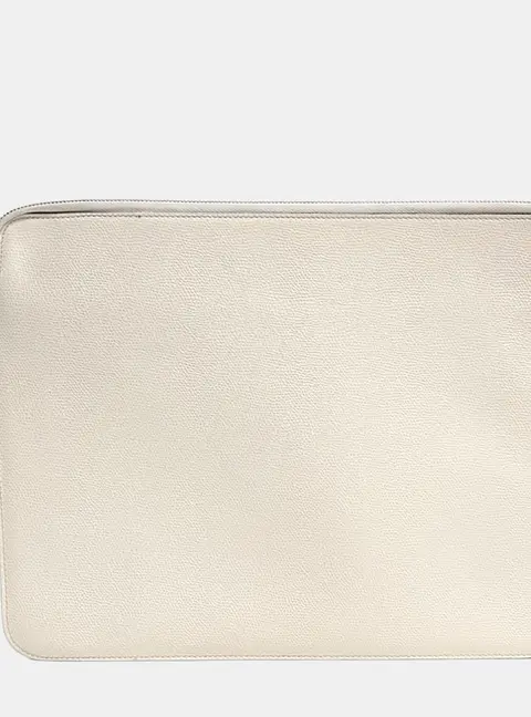 Valextra Leather Ivory Clutch Bag