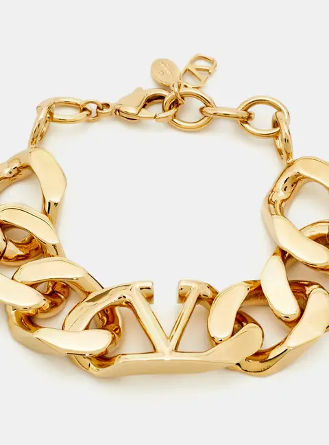 Valentino Chunky Vlogo Gold Tone Chain Link Bracelet