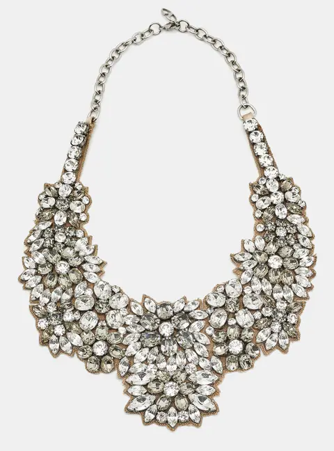 Valentino Crystals Fabric Silver Tone Necklace