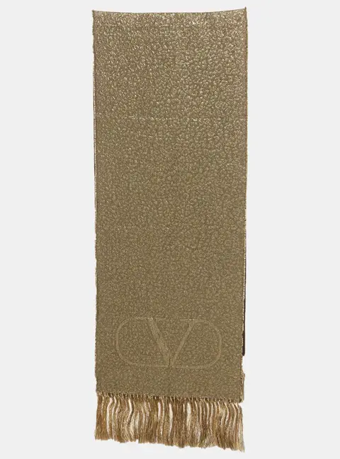 Valentino Metallic Lurex and Wool Fringed Scarf