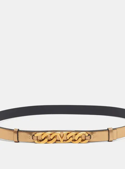 Valentino VLogo Chain 85CM Waist Belt Gold Leather