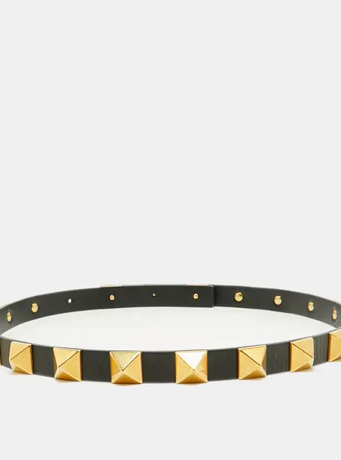 Valentino Rockstud 75 CM Slim Belt Black Leather
