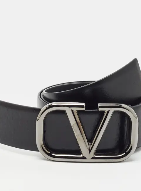 Valentino VLogo Belt 90CM Black Leather