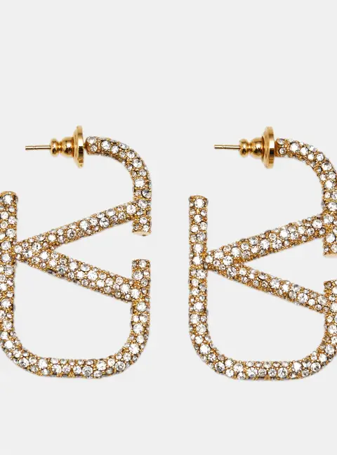 Valentino Garavani VLogo Signature Crystal Gold Tone Earrings