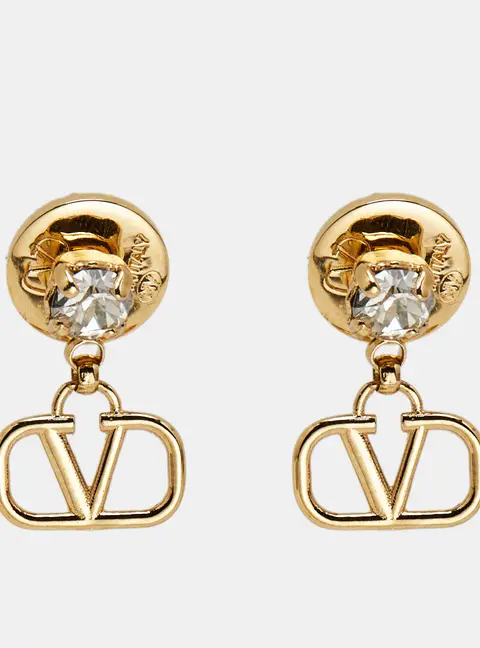 Valentino VLogo  Crystals Gold Tone Earrings
