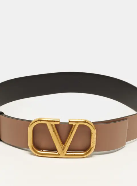 Valentino VLogo 75 CM Reversible Buckle Belt Beige/Black Leather