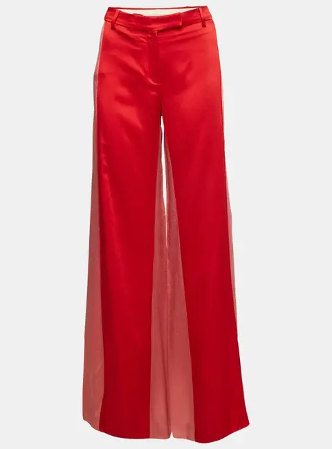 Valentino Red Crepe Wide Leg Pants M