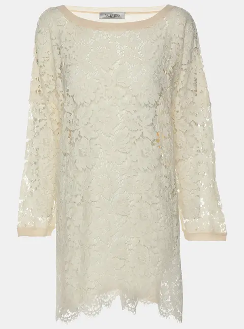 Valentino Cream Lace Knit Fabric Sweater L