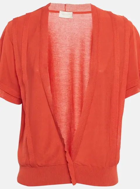 Valentino Red Cotton Blend Button Front Cardigan M