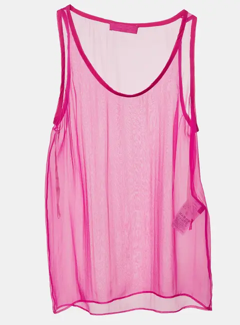 Valentino Pink Silk Sheer Sleeveless Top XS