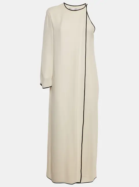 Valentino Cream Silk Asymmetric Long Dress M