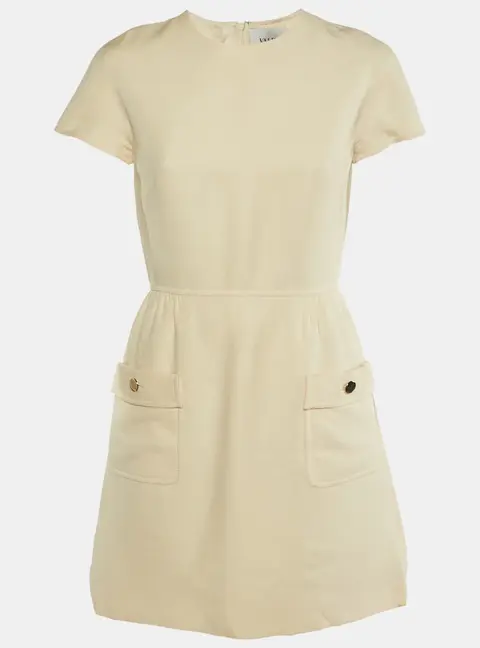 Valentino Cream Wool & Silk Knee Length Dress M