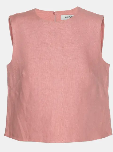 Valentino Pink Linen Sleeveless Top S