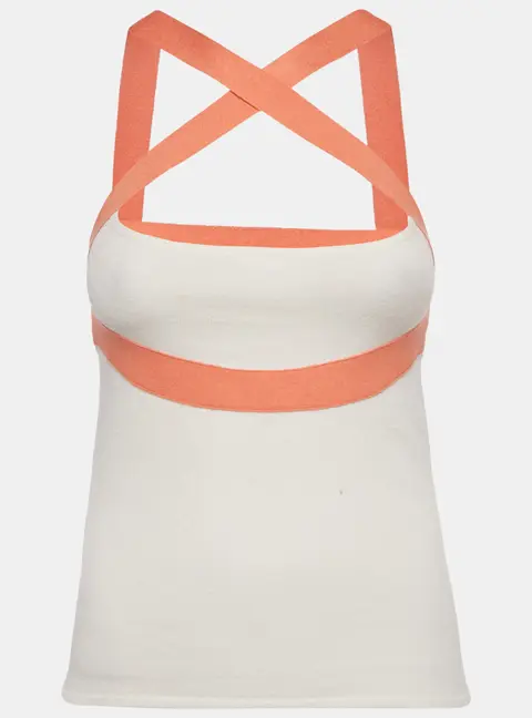 Valentino White Knit Contrast Detail Top S