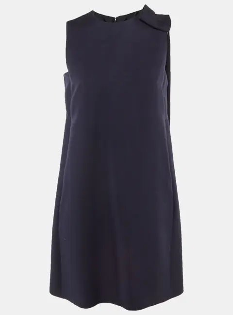 Valentino Navy Blue Wool & Silk Bow Detail Mini Dress S