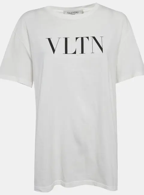 Valentino White Logo Print Jersey T-Shirt M