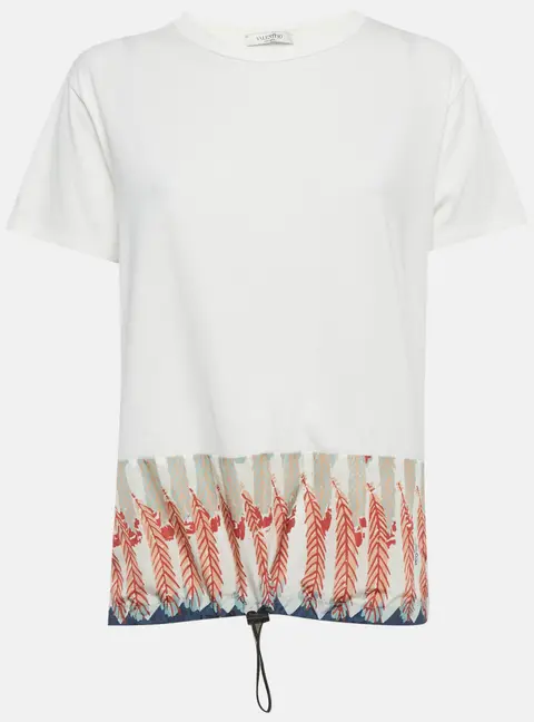 Valentino White Printed Jersey and Nylon T-Shirt S