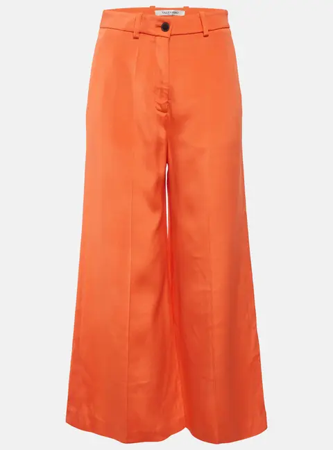 Valentino Orange Wool Wide Leg Trousers M