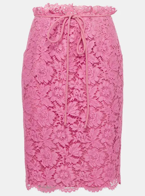 Valentino Pink Lace Pencil Skirt M