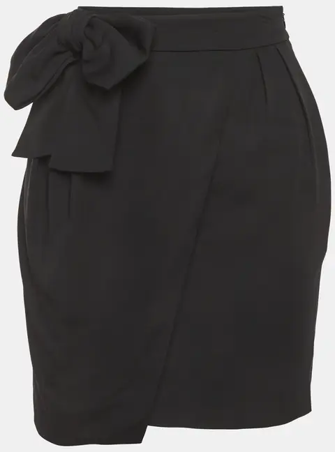 Valentino Black Crepe Bow Detail Mini Skirt M