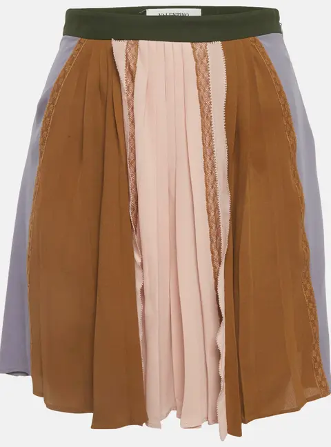 Valentino Multicolour Crepe Pleated Mini Skirt S
