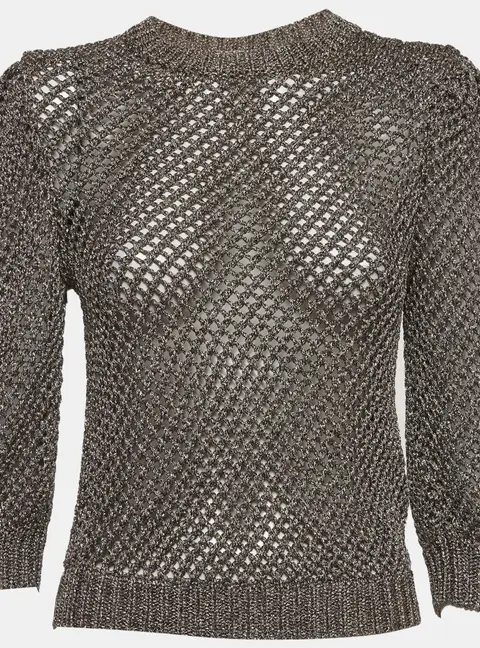 Valentino Metallic Crochet Knit Jumper XS