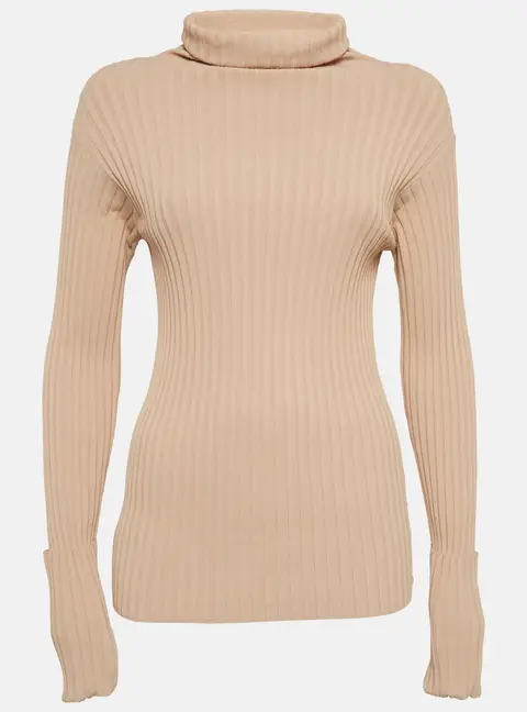Valentino Beige Knitted Turtleneck Knitwear M