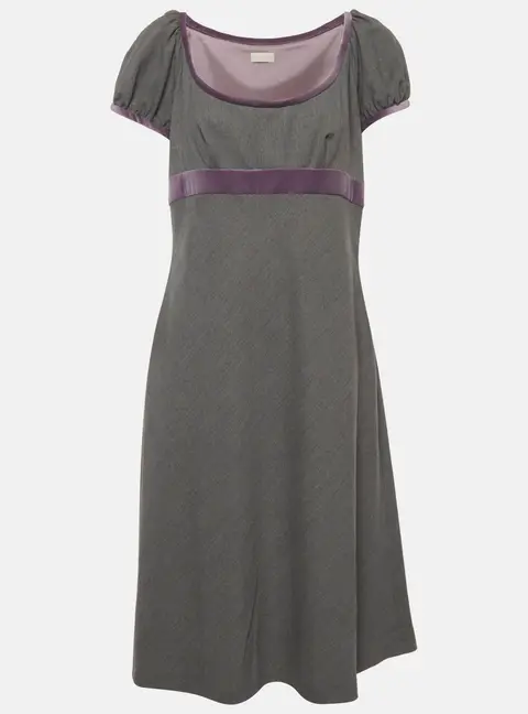 Valentino Grey/Purple Wool Blend Empire Waist Dress L