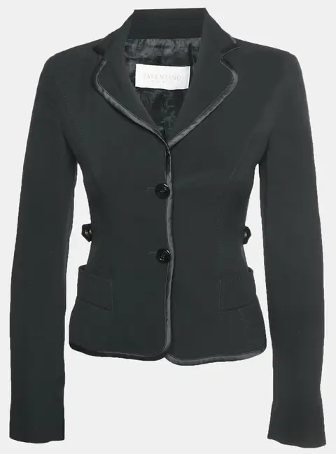 Valentino Black Wool Belt Detail Single Breasted Blazer S