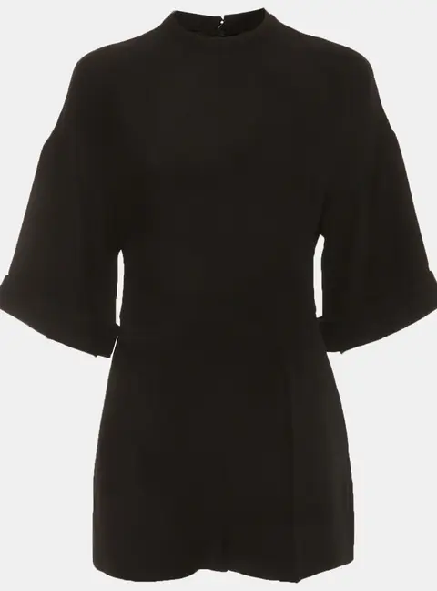 Valentino Black Crepe Short Sleeve Jumpsuit S