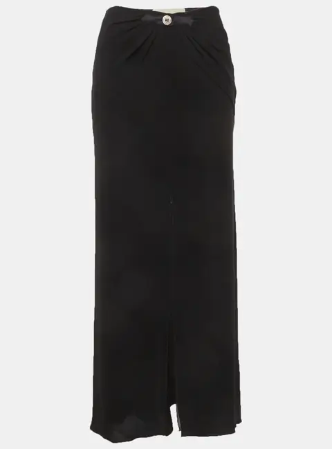 Valentino Black Crepe Slit Zip Up Maxi Skirt M