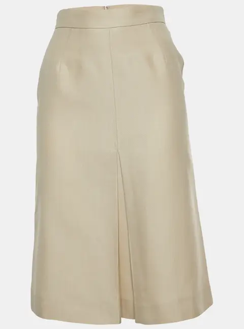 Valentino Beige Textured Wool Blend Pleated Mini Skirt S