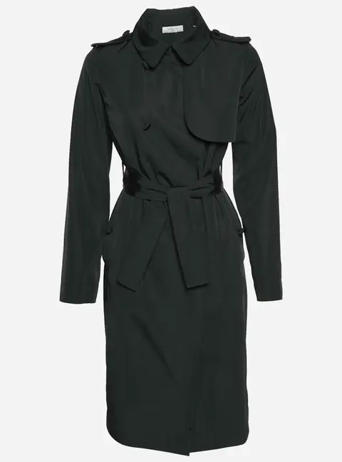 Valentino Black Synthetic Double Breasted Trench Coat M