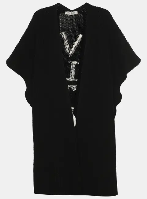 Valentino Black Rib Knit VLTN Cape S