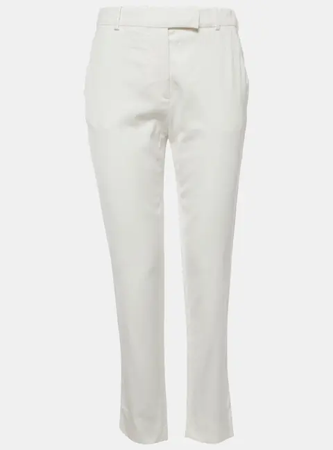 Valentino White Cotton Straight Leg Trousers M