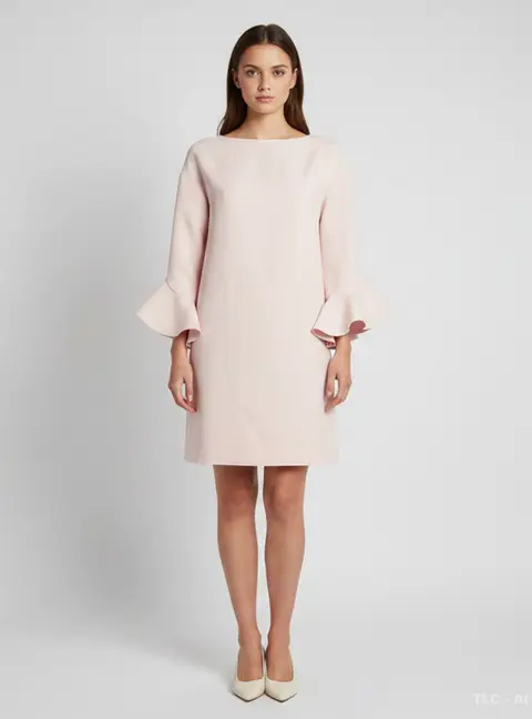 Valentino Pink Silk Blend Crepe Ruffled Sleeve Mini Dress M