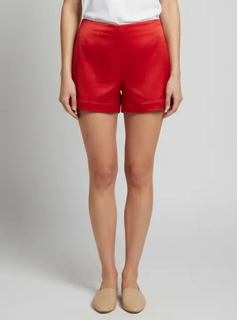 Valentino Red Satin Regular Shorts S