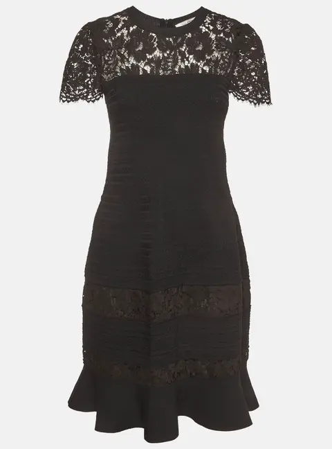 Valentino Black Knit Short Sleeve Midi Dress L