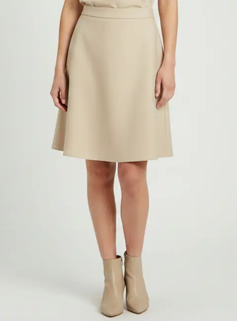 Valentino Beige Silk Flared Midi Skirt S