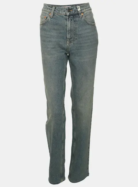 Valentino Stone Blue Wash Denim Straight Leg Jeans XS