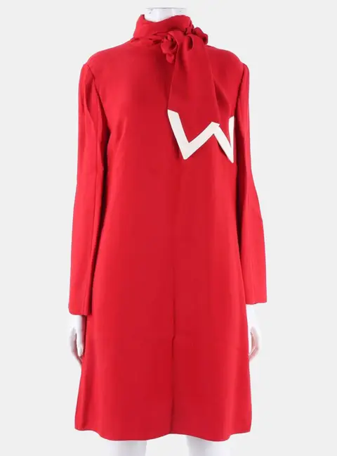 Valentino Red/White Rayon Long Sleeves Dress Size S