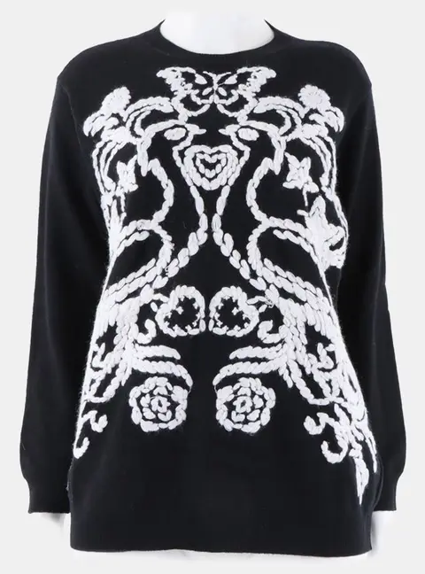 Valentino Black/White Wool Long Sleeved Knit Size S