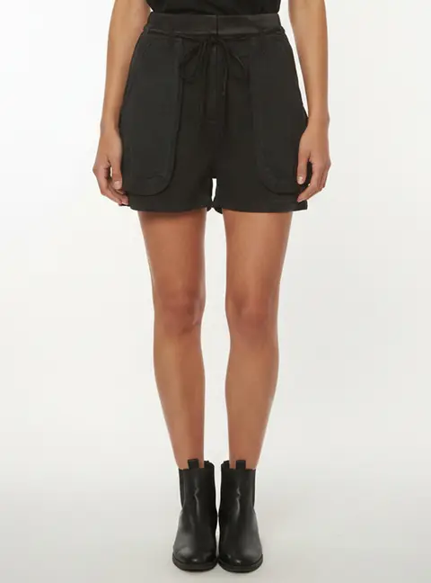 Valentino Black Denim and Corduroy Trim Inside Out Shorts L