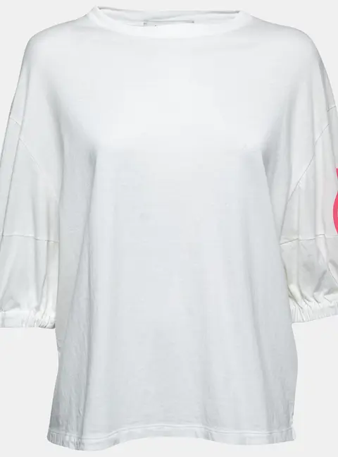 Valentino White Cotton V-Logo Printed Round Neck T-Shirt XS