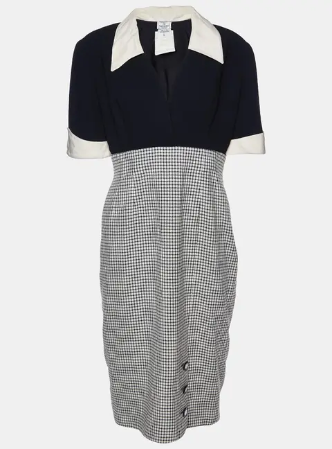 Valentino Boutique Vintage Black Wool Midi Dress XL