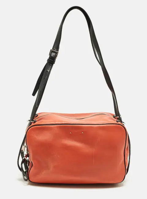 Valentino Orange/Black Leather Duffel Bag